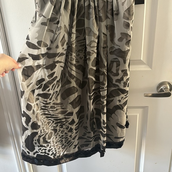 Nicole Miller cocktail dress womens 8 gray abstract satin trim side zip lined - Picture 6 of 11